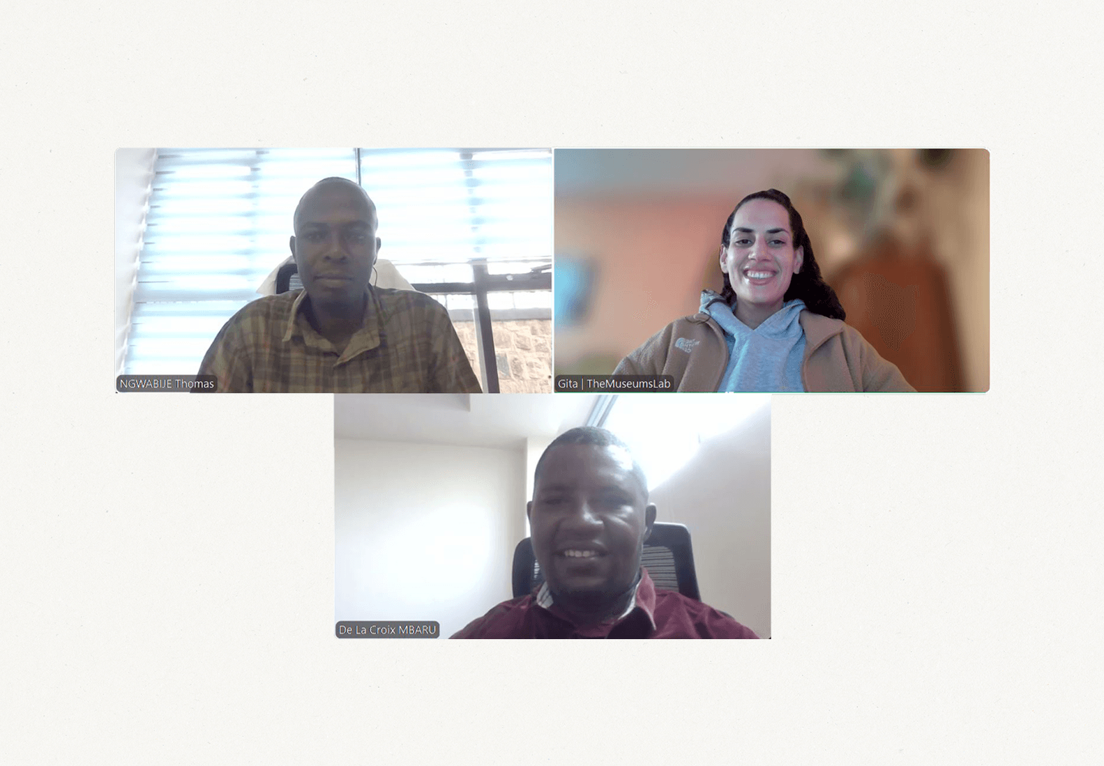 Screenshot from a online meeting showing the co-curators